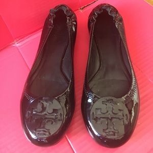 Tory Burch Reva Patent Leather Black Flats